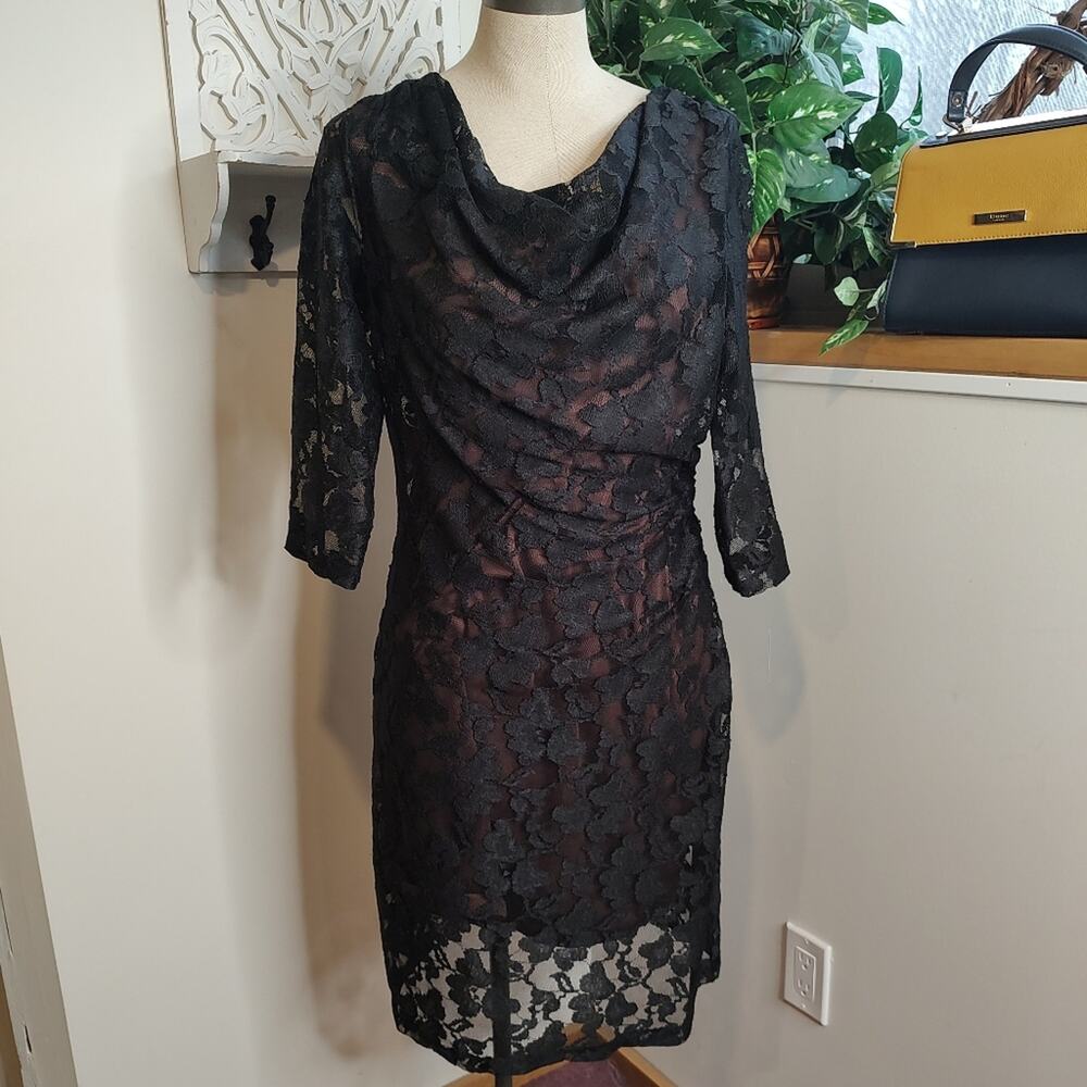 Coldwater Creek Black Lace Overlay Dress Size 10